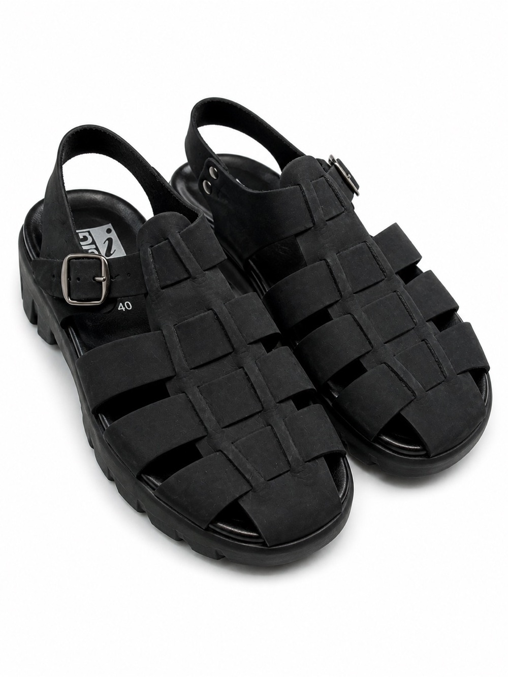 BIG I Cage Sandals Black Leather Handmade Germany EU 40 Fisherman